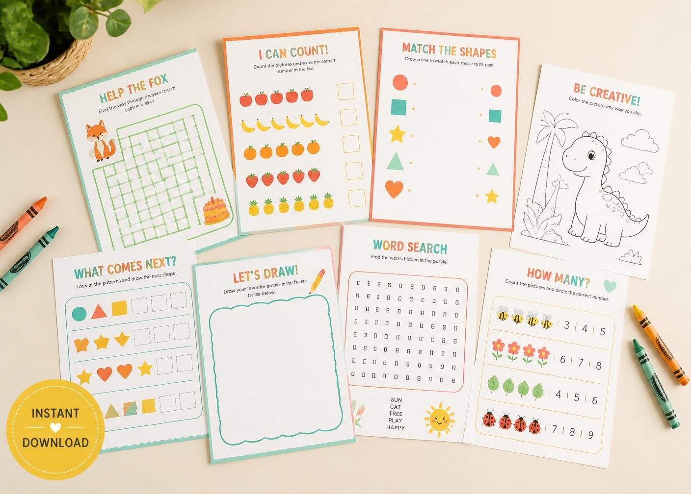 Vista general del kit FocusKids Lab con actividades imprimibles